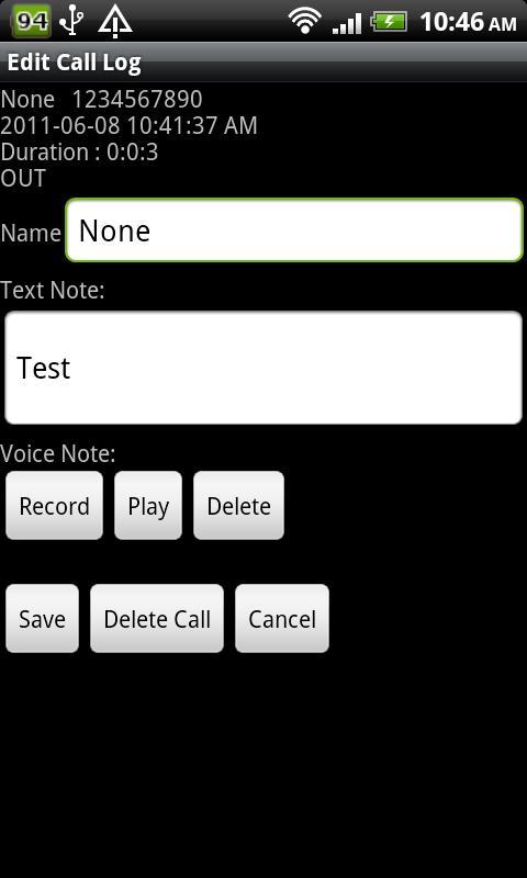 Annotated Call Log