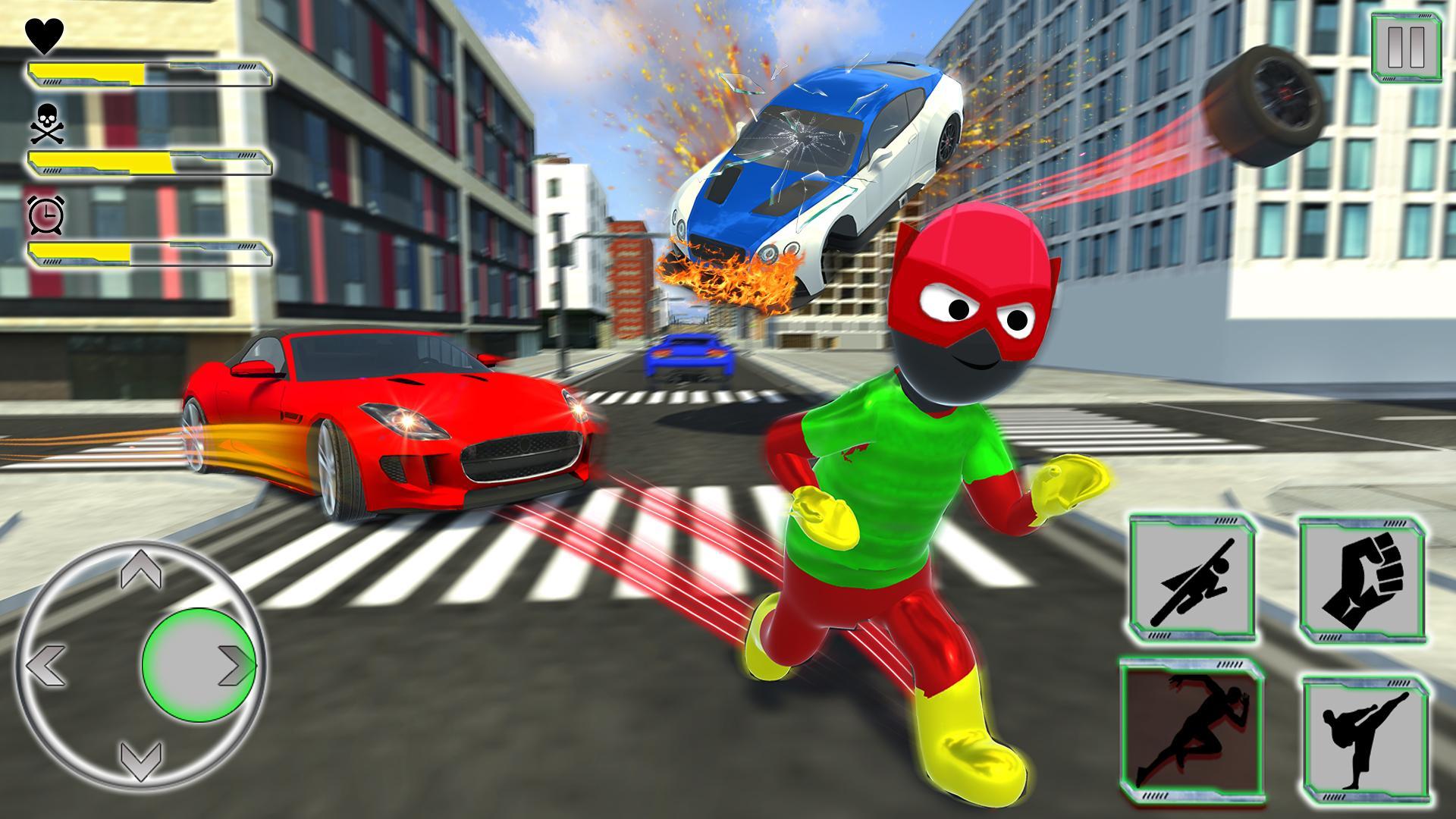 Flying Stickman Hero Games Crime Gangster Chase