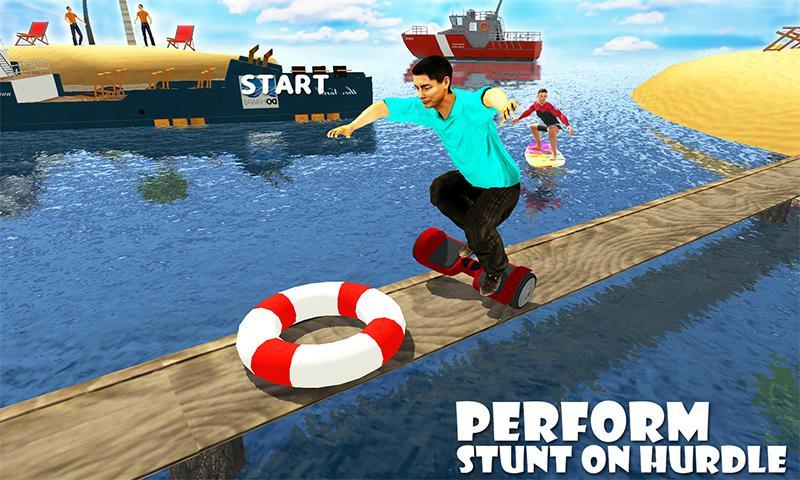 Waterpark Hoverboard Stunts surfing race 2019