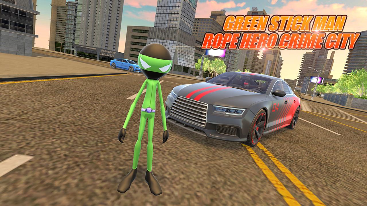 Green SickMan Rope Hero Crime City