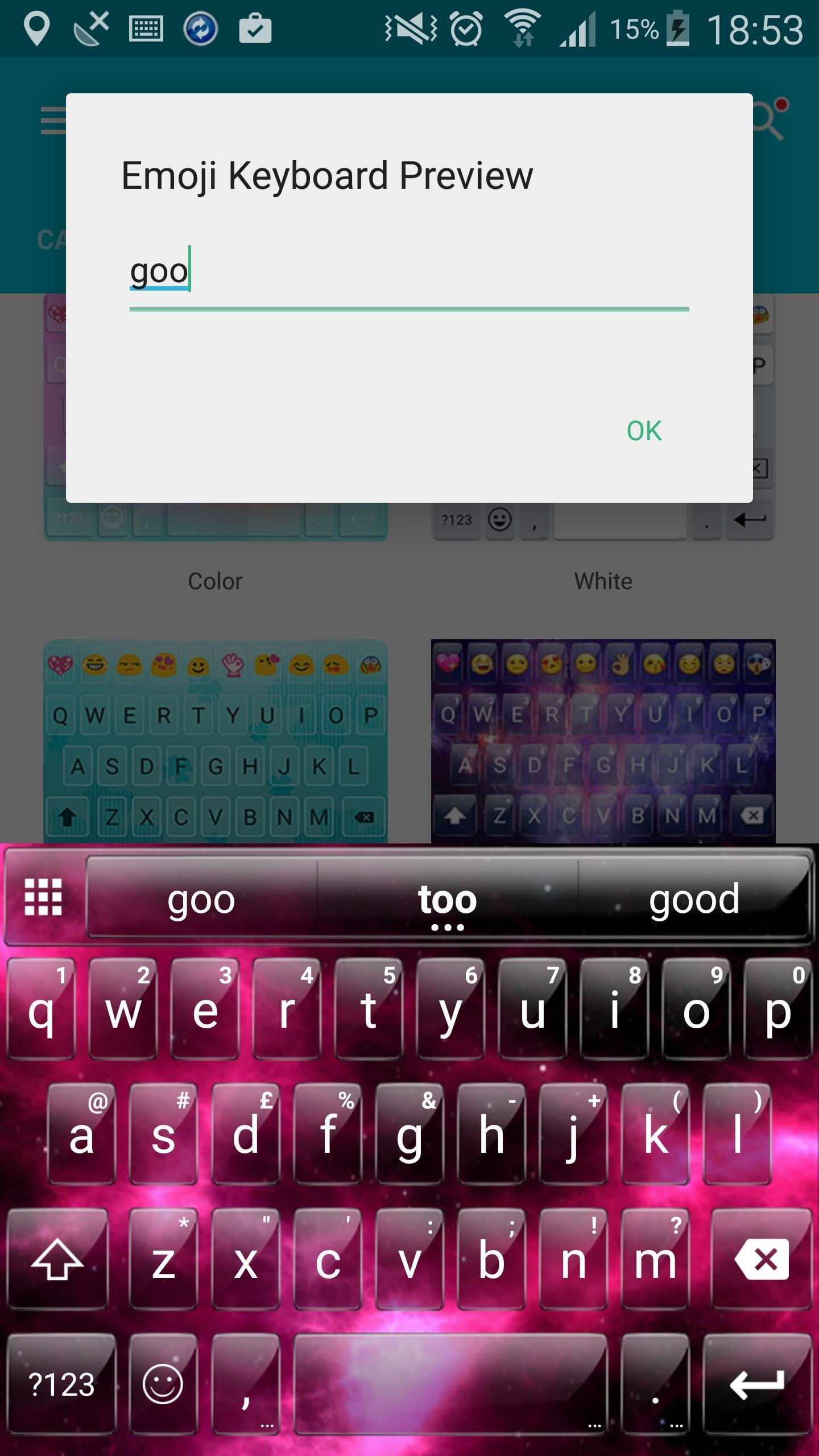 Emoji Keyboard Glass Nebula