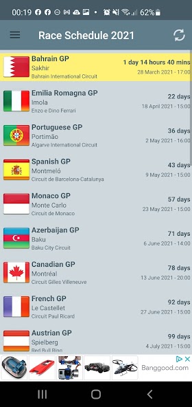 NextRace Countdown Widget 2024
