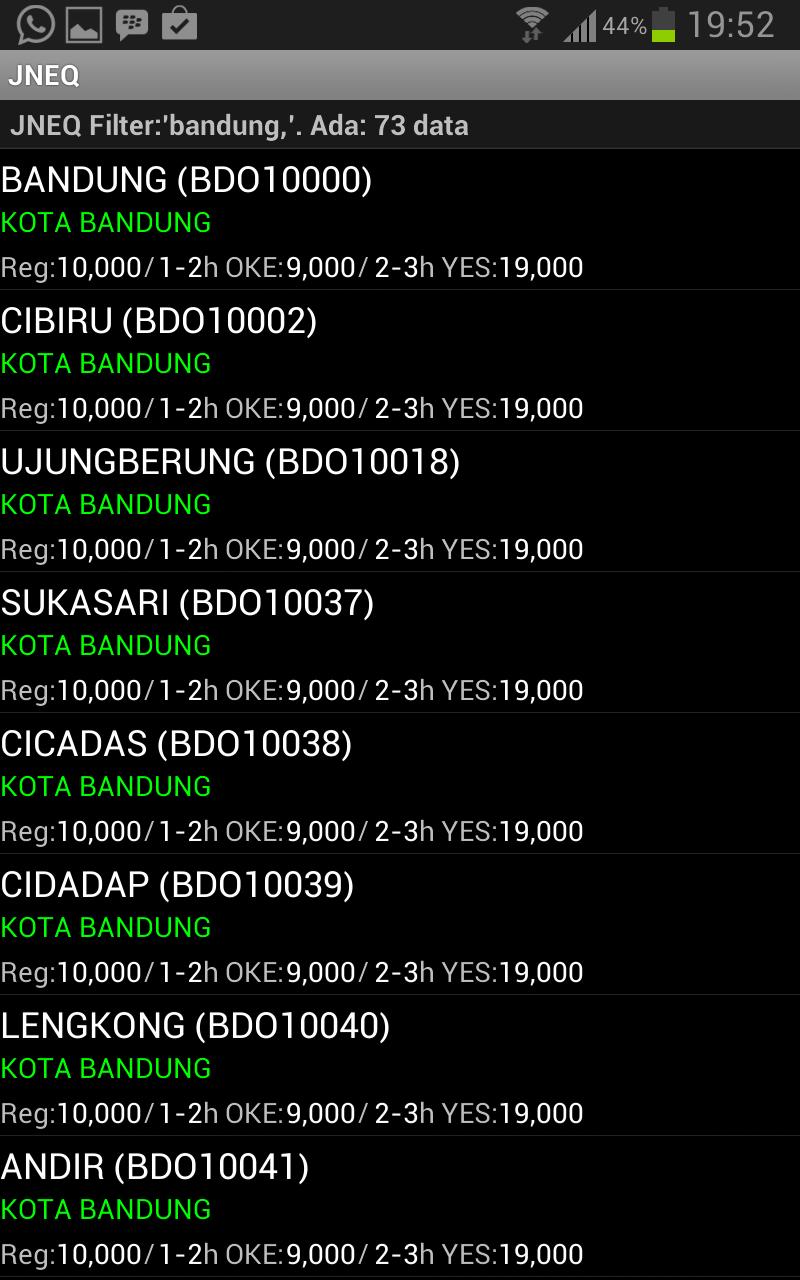 Tarif Ongkir JNE Offline JNEQ
