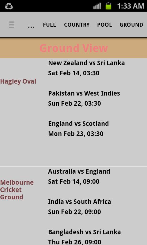 2015 Cricket WorldCup-Notifier