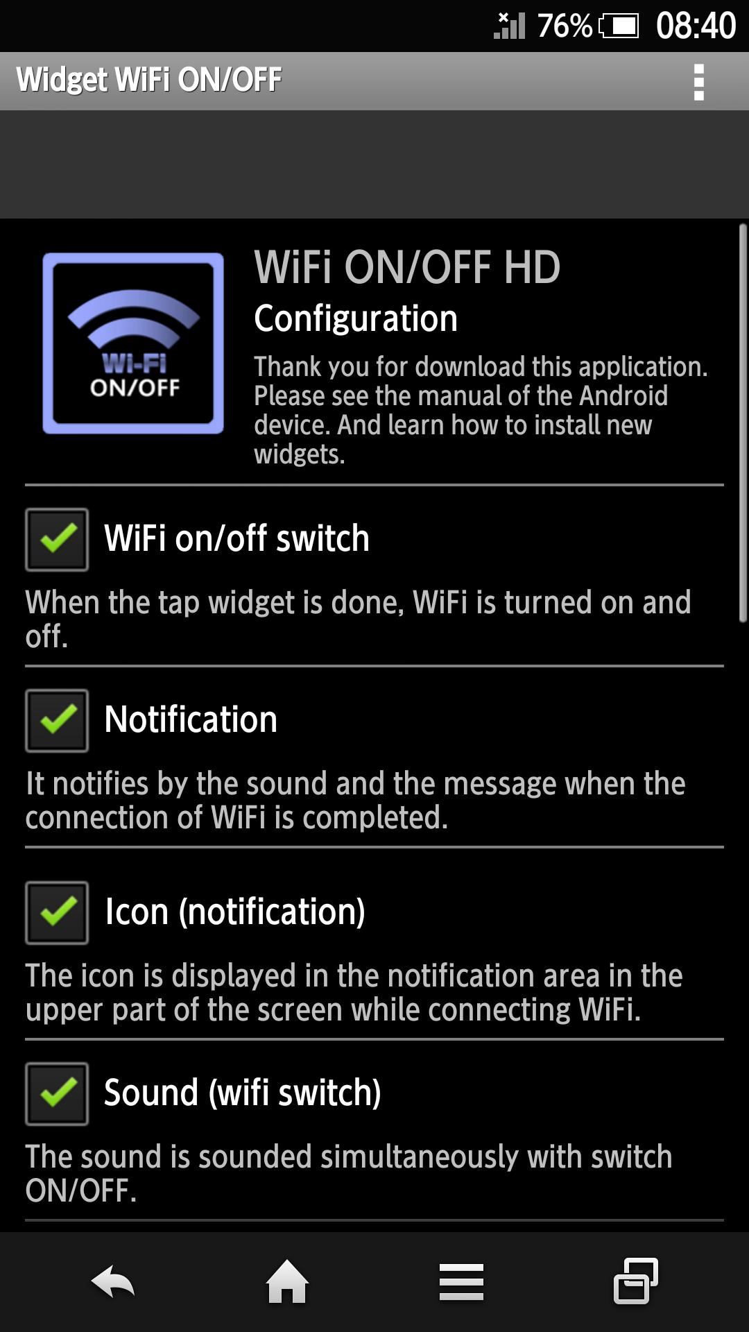 Widget WiFi ON/OFF HD