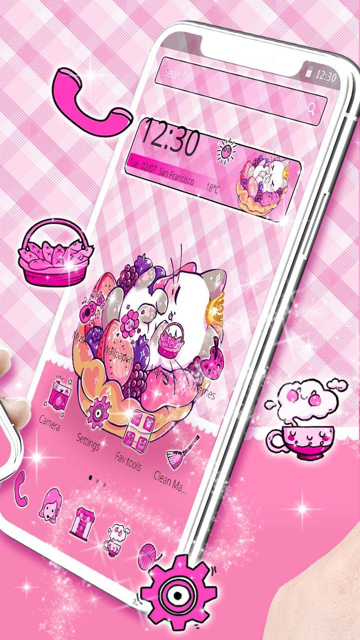 Cute Pink Sleeping Kitty Theme
