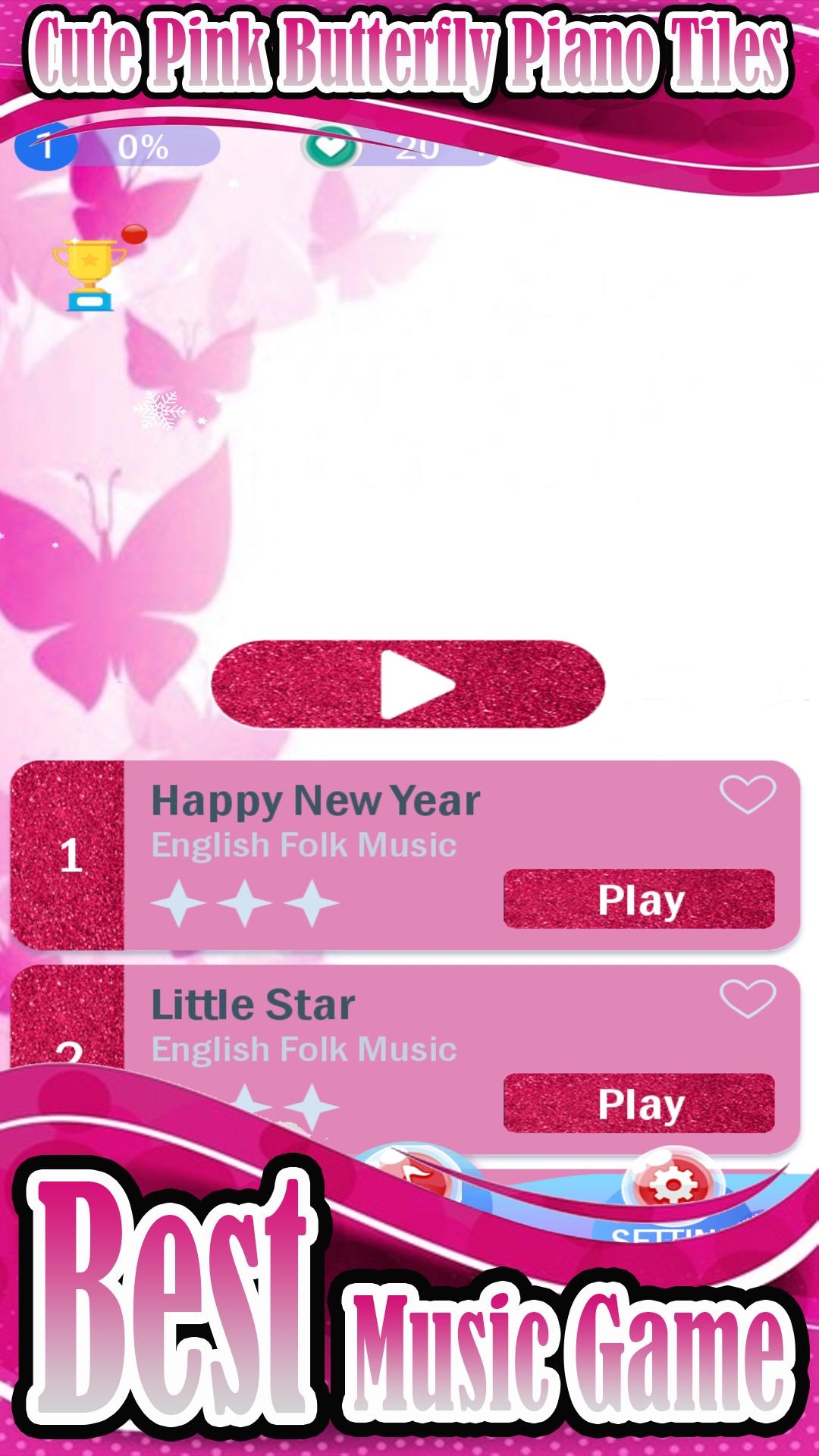 Cute Pink Butterfly Piano Tiles