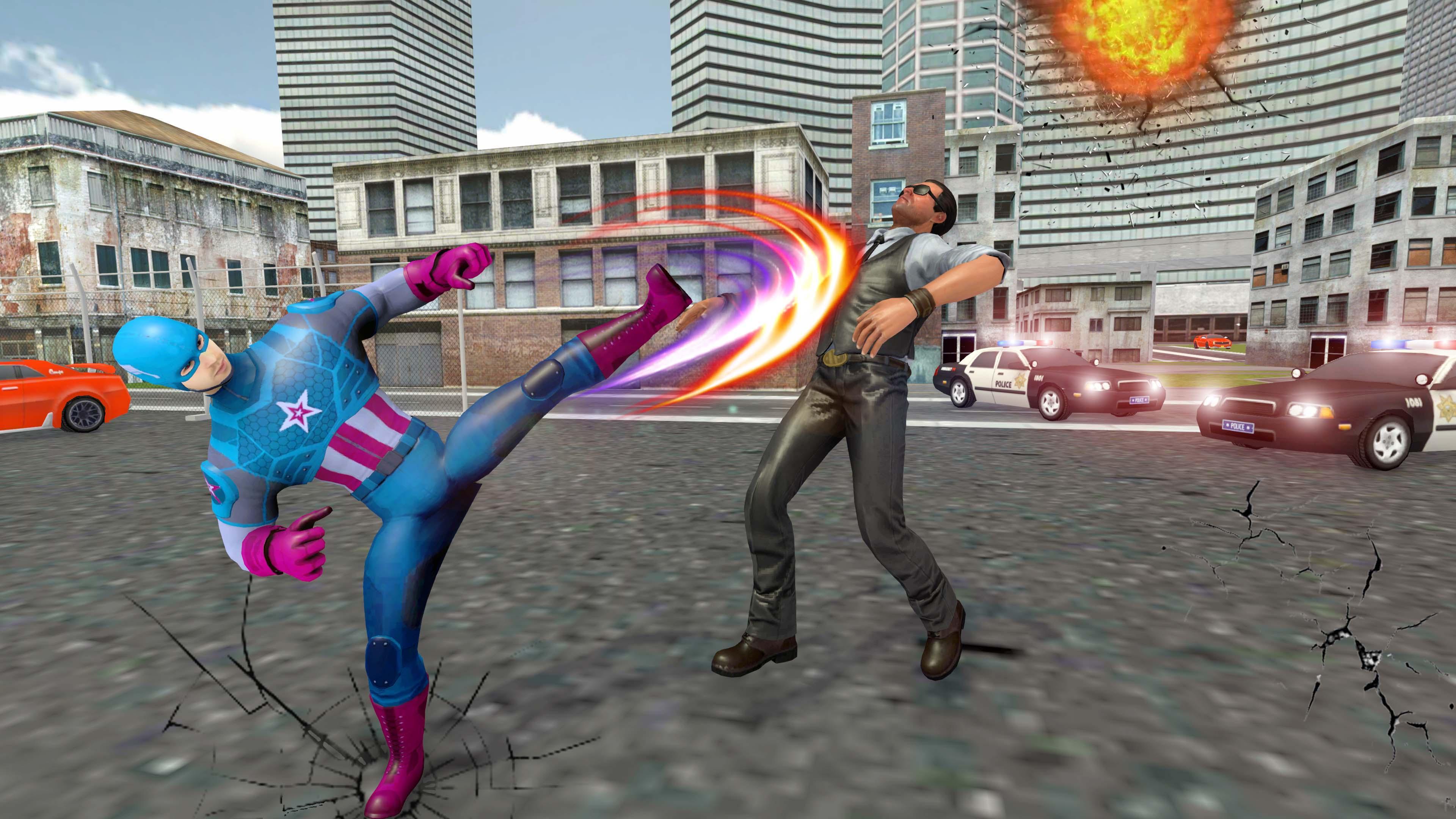 Flying Superhero Foo Fighter vs Supervillain