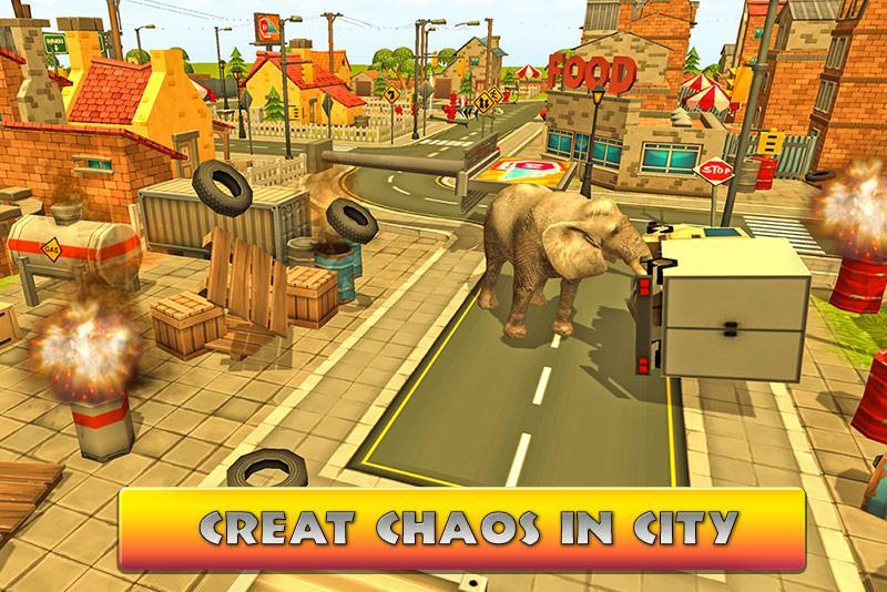 3D Wild Elephant - City Rampage