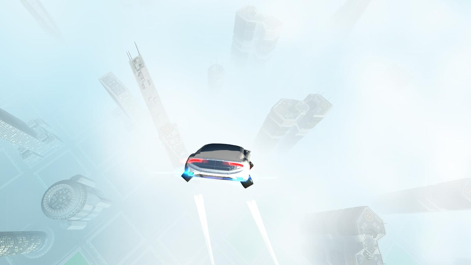 Futuristic Flying Car Driving